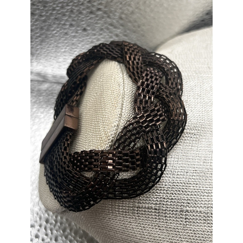 Beautiful Dark Bronze Tone‎ Metal Mesh Braided Strong Magnetic Close Bracelet